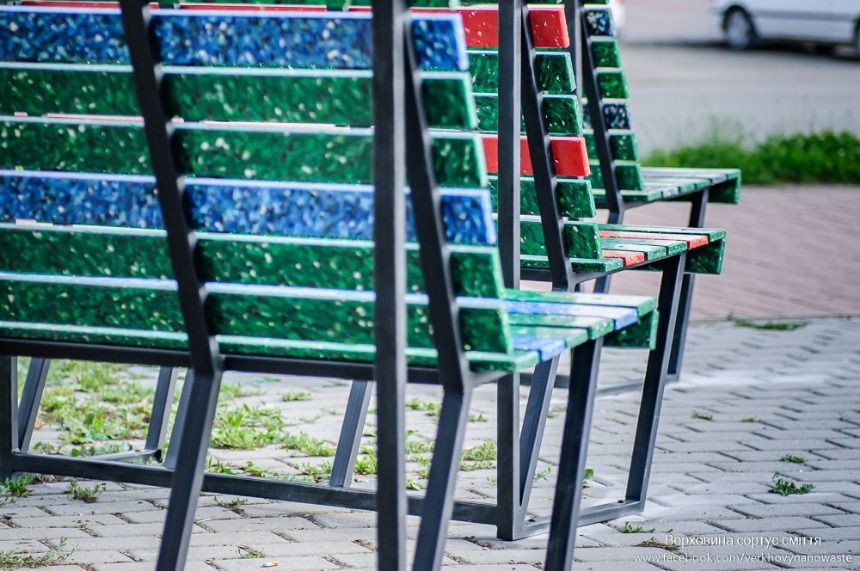 Recycled plastic bench